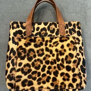 Madewell Leopard Print Tote Bag with Brown Handles